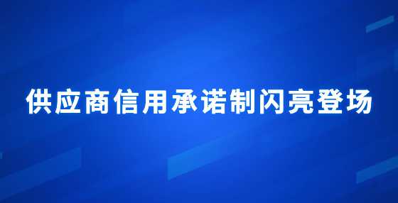 供应商信用承诺制闪亮登场