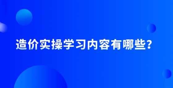 造价实操学习内容有哪些？