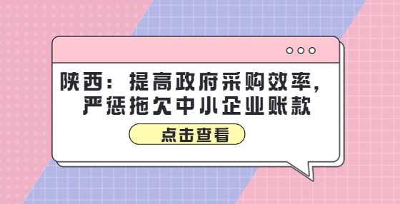 陕西：提高政府采购效率，严惩拖欠中小企业账款