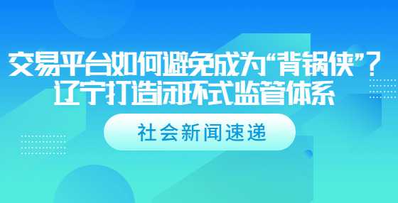 交易平台如何避免成为“背锅侠”？辽宁打造闭环式监管体系