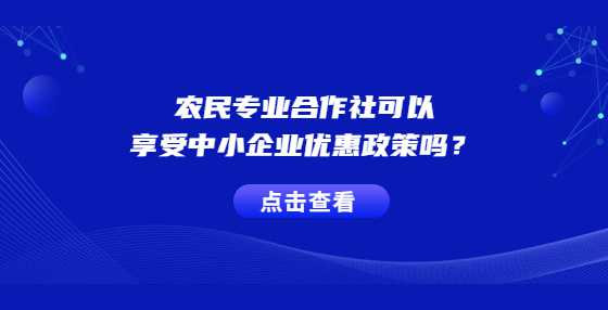 农民专业合作社可以享受中小企业优惠政策吗？