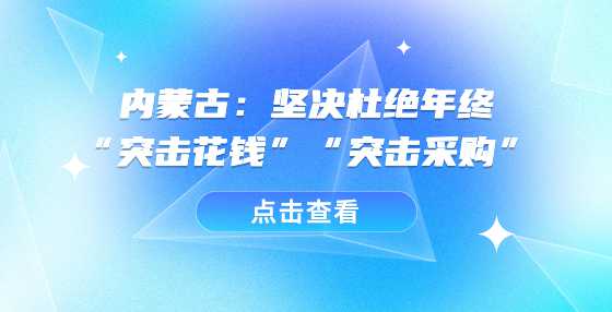 内蒙古：坚决杜绝年终“突击花钱”“突击采购”