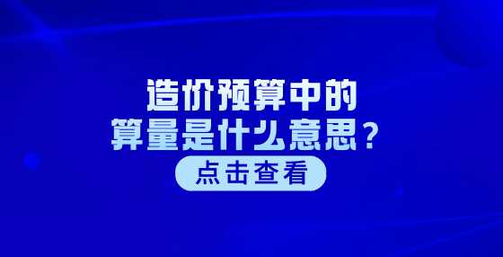 造价预算中的算量是什么意思？