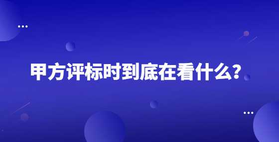 甲方评标时到底在看什么？