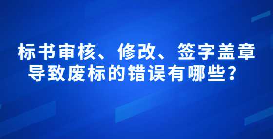 标书审核、修改、签字盖章导致废标的错误有哪些？