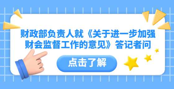 财政部负责人就《关于进一步加强财会监督工作的意见》答记者问