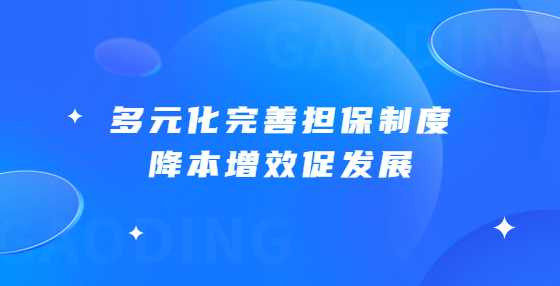 多元化完善担保制度 降本增效促发展