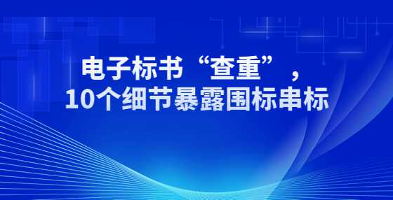 电子标书“查重”，10个细节暴露围标串标