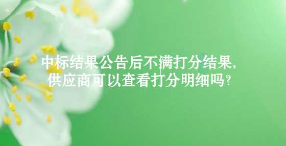 中标结果公告后不满打分结果，供应商可以查看打分明细吗？